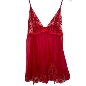 Frederick’s of Hollywood Red Lace Babydoll Slip Dress Size 1X